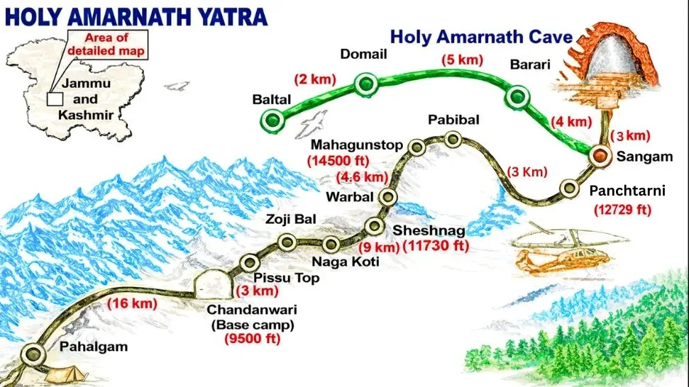 Amarnath Cave Route Map