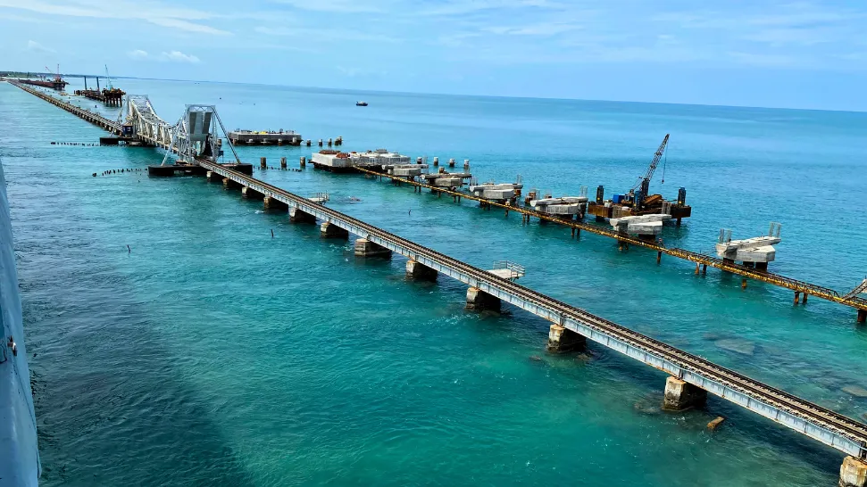 Pamban Bridge Rameswaram train sea view Mandapam route