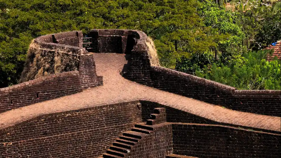 Bekal Fort overlooking Arabian Sea during monsoon season