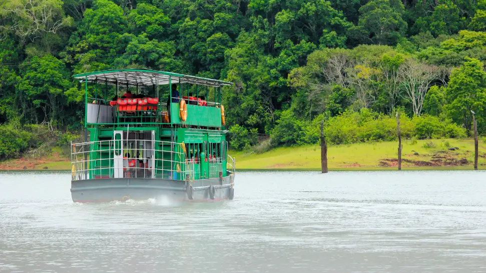 Periyar Wildlife Sanctuary forest view in Thekkady during monsoon
