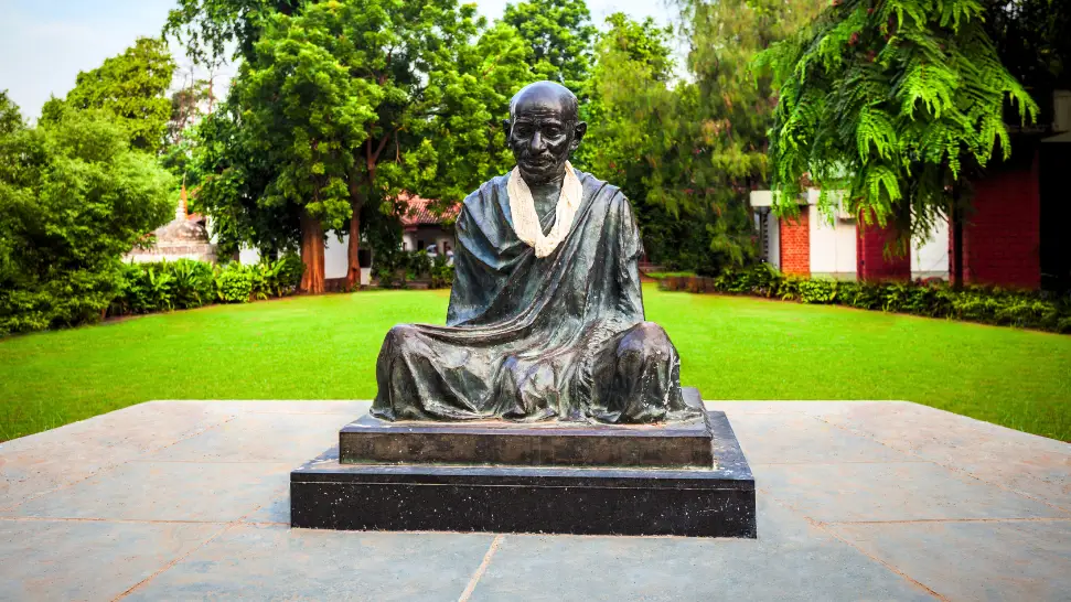 Mahatma Gandhi memorial at Raj Ghat in New Delhi during Gandhi Jayanti observance