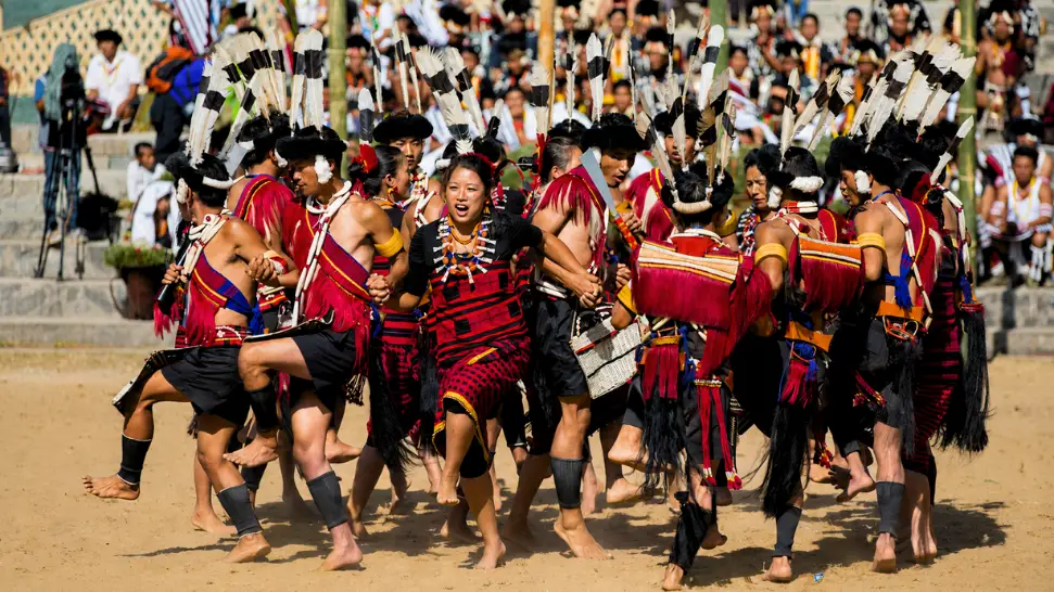 Hornbill Festival at Kisama Heritage Village in Nagaland featuring tribal dances, traditional costumes and cultural performances