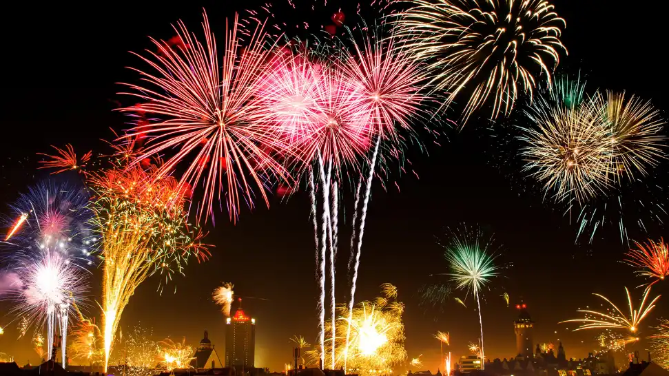 New Year’s Eve celebration in Goa with beach festivities, lights, music and people welcoming the new year