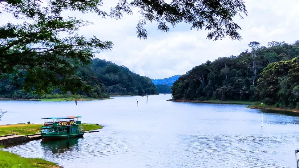Periyar Lake and lush forests in Thekkady wildlife destination Kerala