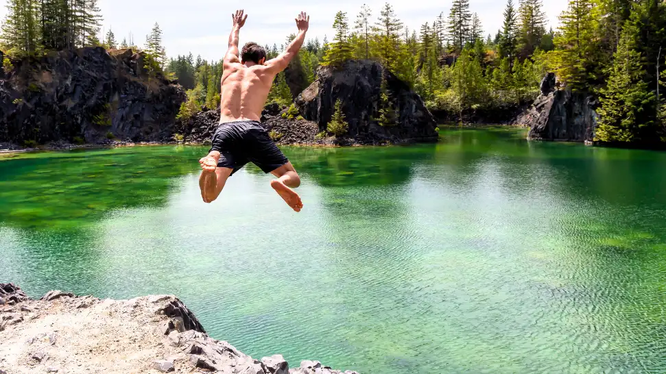 Cliff Jumping is One of The Best Things to Do in Monsoon in Rishikesh  