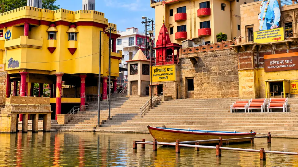 Harishchandra Ghat cremation ground on the Varanasi riverfront