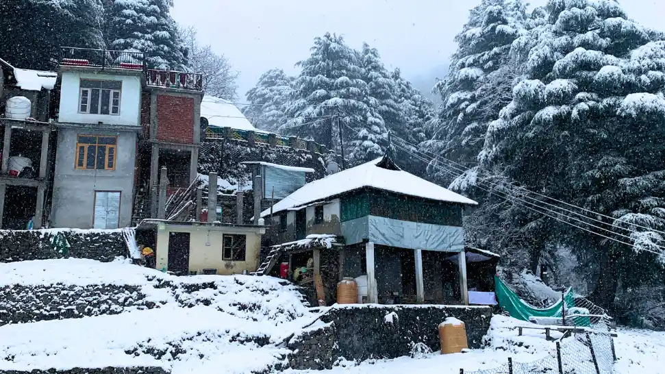 Dalhousie snow covered hills near Khajjiar Himachal