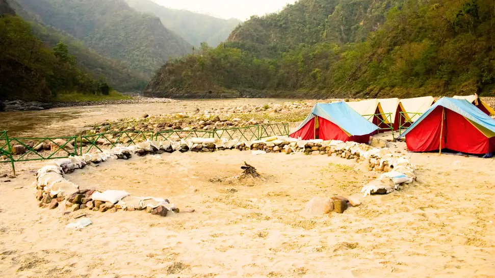 Camping on the Banks of the Ganges